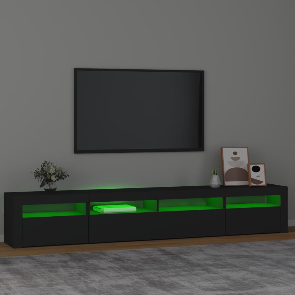 vidaXL TV omarica z LED lučkami črn 240x35x40 cm