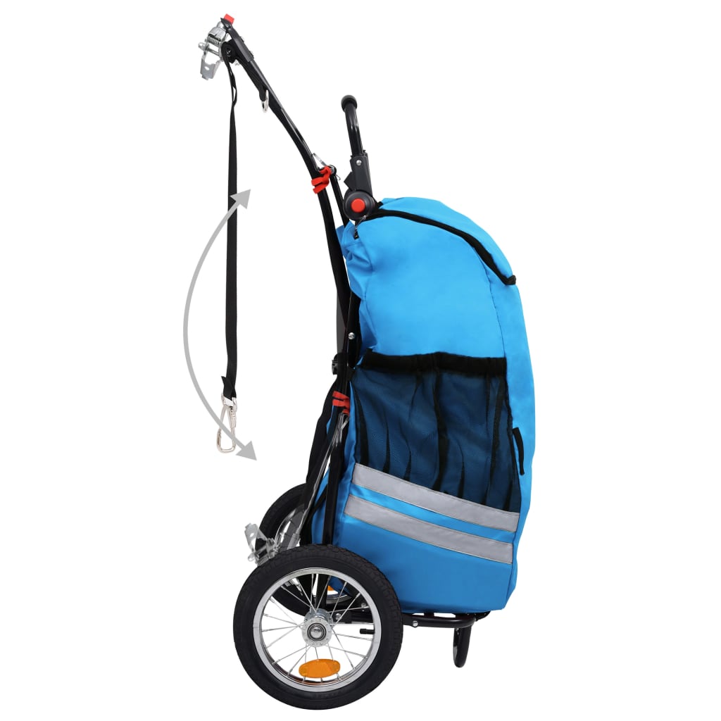 vidaXL Zložljiva kolesarska prikolica s torbo modra in črna