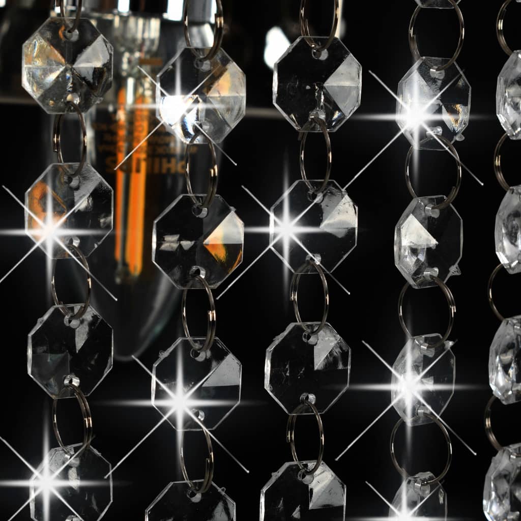 vidaXL Stenska svetilka s kristalnimi kroglami srebrna pravokotna E14