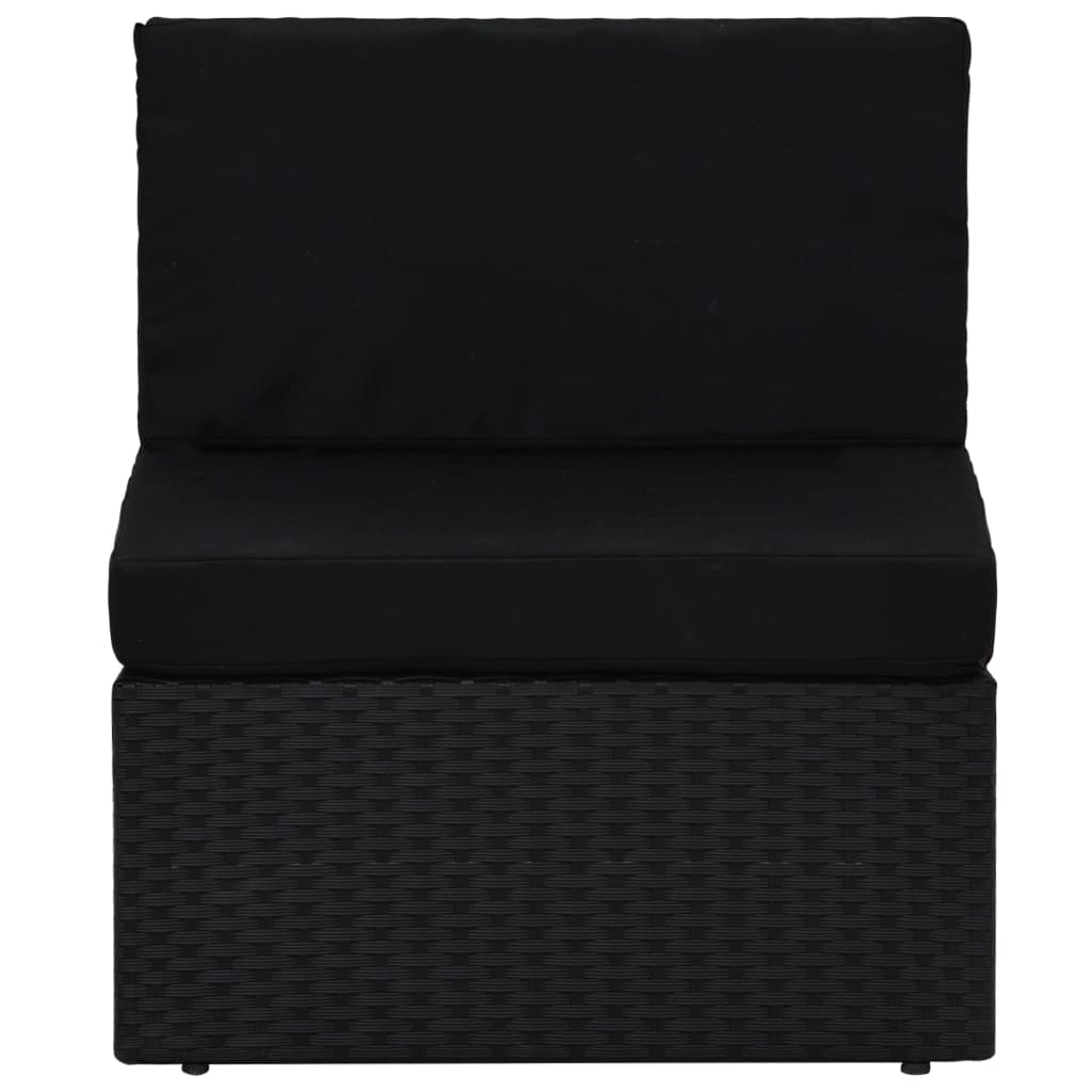 vidaXL Vrtna sedežna garnitura 5-delna z blazinami črn poli ratan