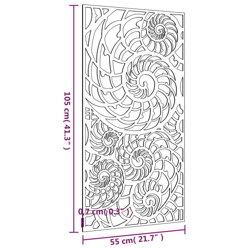 vidaXL Vrtna stenska dekoracija 105x55 cm corten jeklo školjke