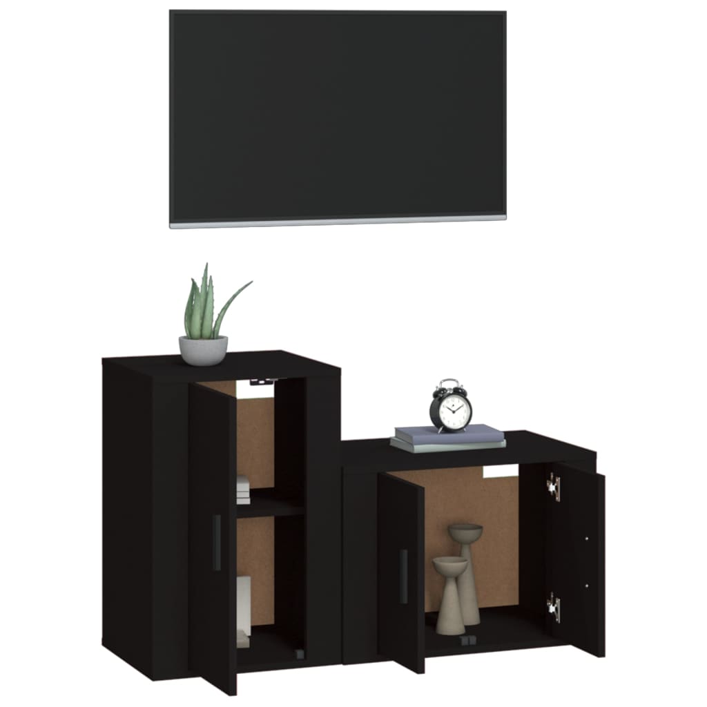 vidaXL Komplet TV omaric 2-delni črn inženirski les