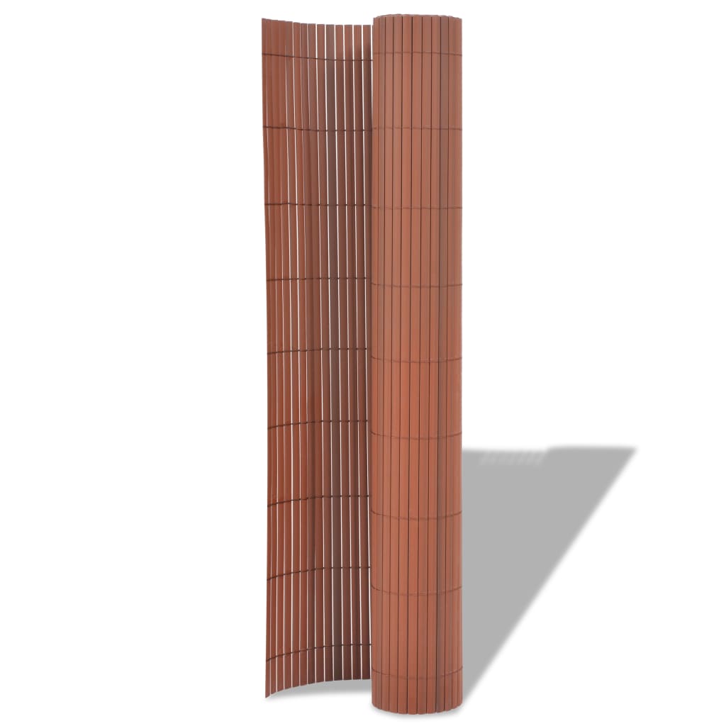 vidaXL Dvostranska vrtna ograja PVC 90x500 cm rjava