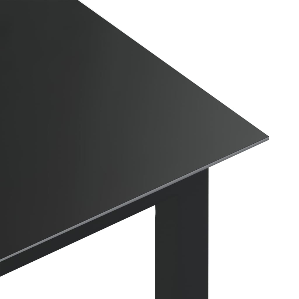 vidaXL Vrtna miza črna 190x90x74 cm aluminij in steklo