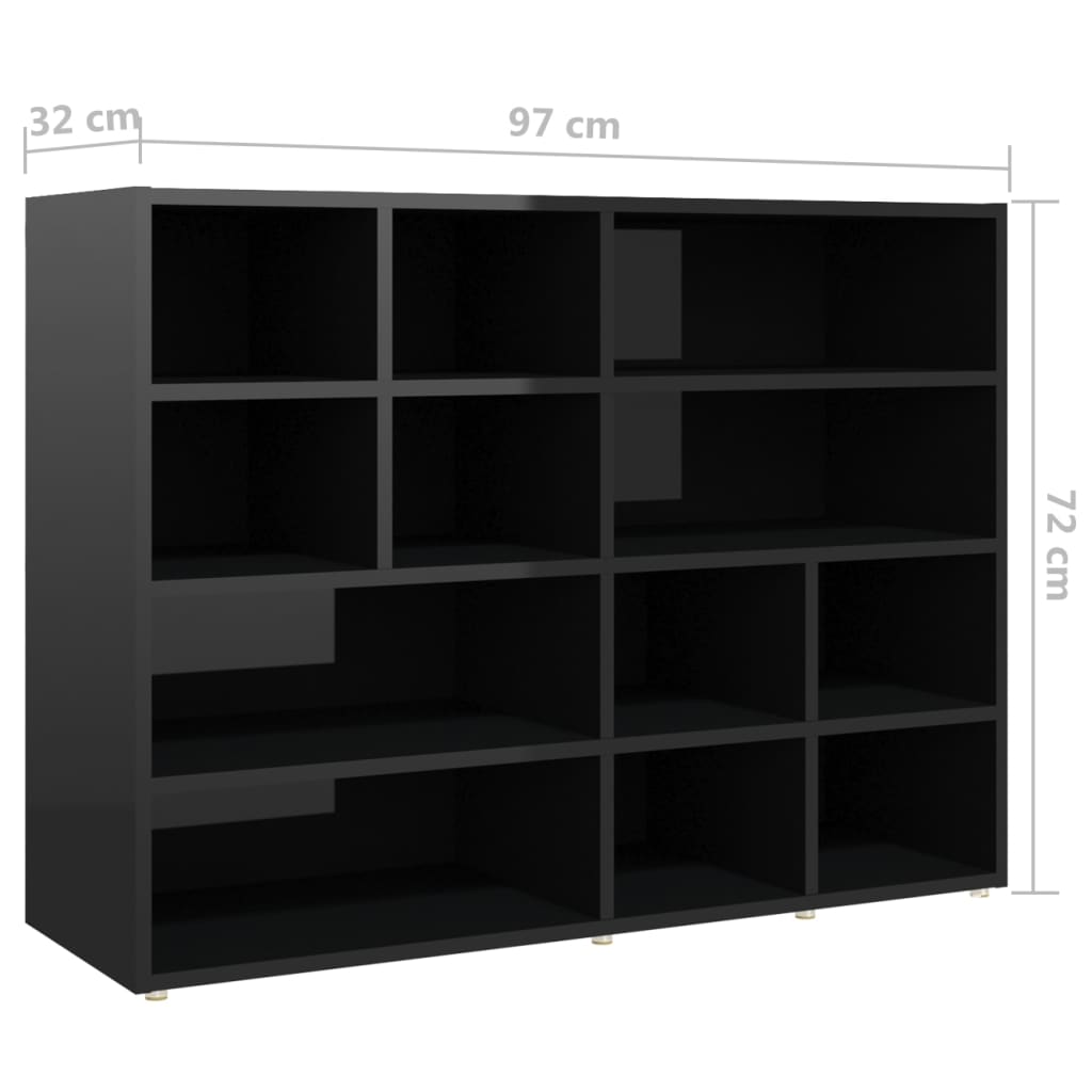 vidaXL Stranska omarica visok sijaj črna 97x32x72 cm iverna plošča