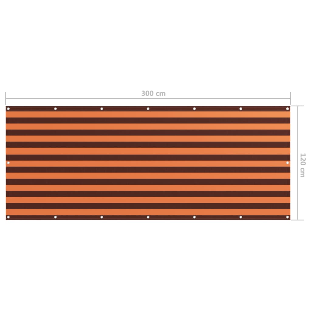vidaXL Balkonsko platno oranžno in rjavo 120x300 cm oksford blago