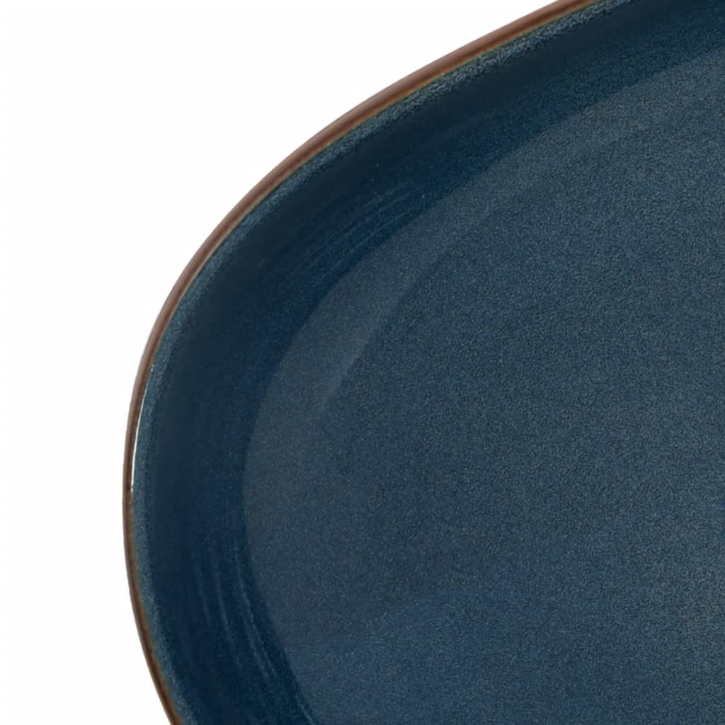 vidaXL Nadpultni umivalnik rjav in moder ovalen 59x40x14 cm keramika