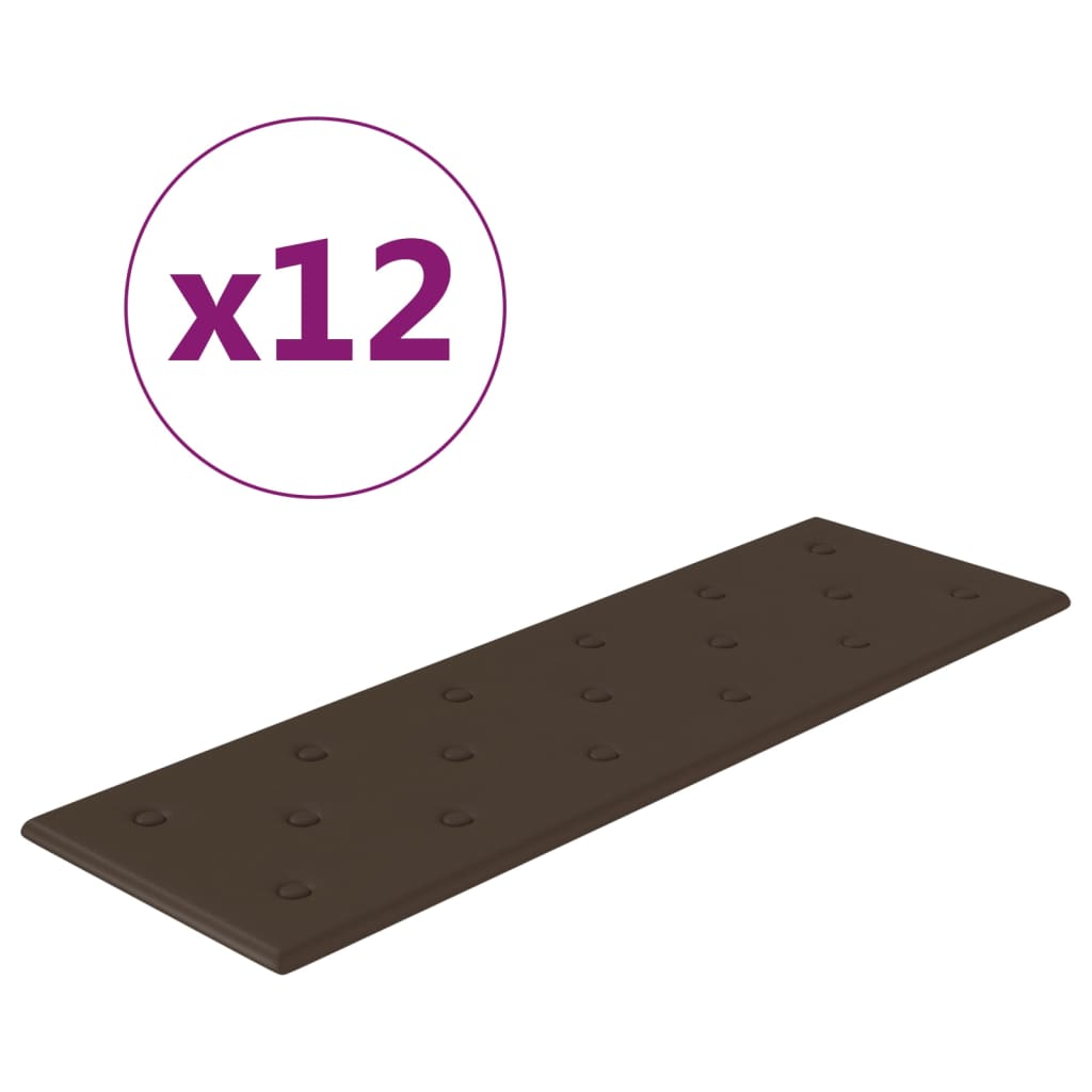 vidaXL Stenski paneli 12 kosov rjavi 90x30 cm umetno usnje 3,24 m²