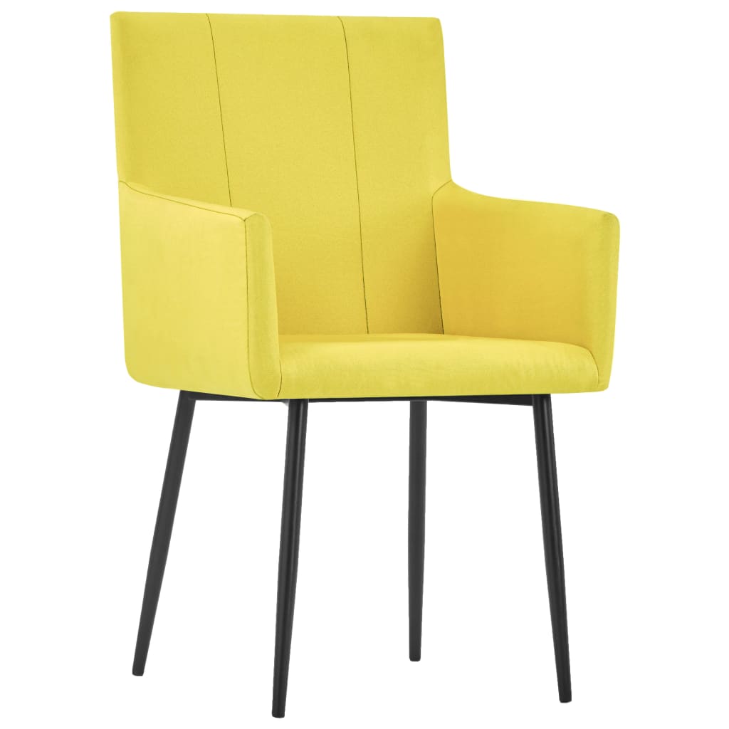 vidaXL Jedilni stoli z naslonjali za roke 6 kosov rumeno blago
