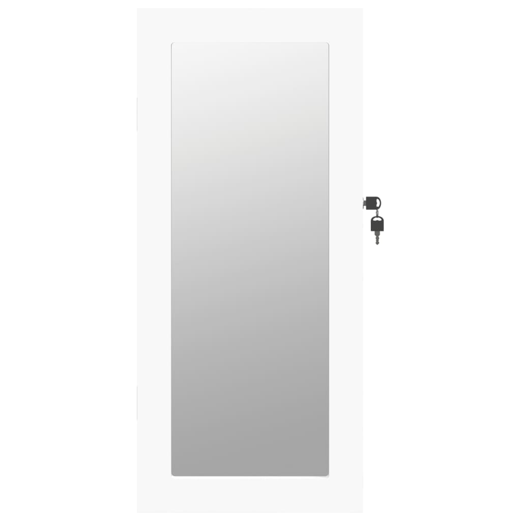 vidaXL Omarica za nakit z ogledalom stenska bela 30x8,5x67 cm