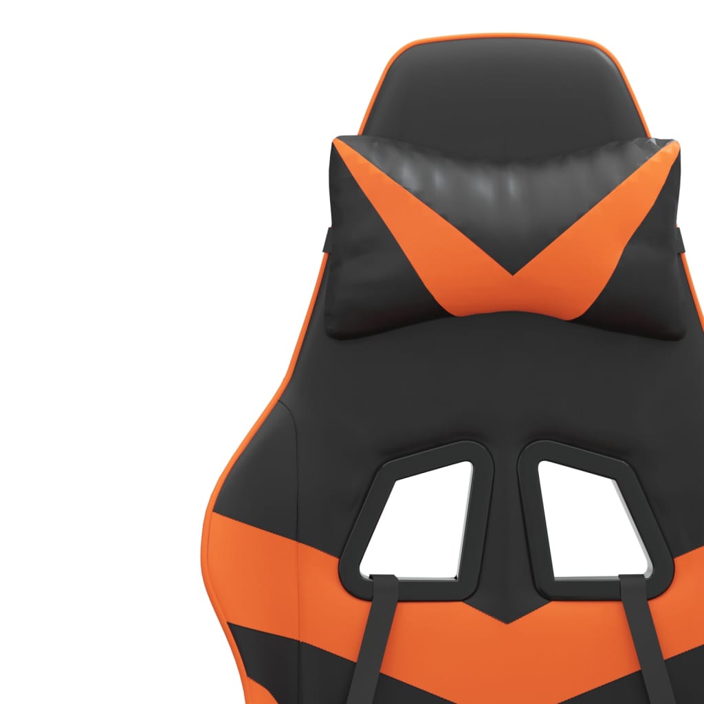 vidaXL Gaming stol črno in oranžno umetno usnje