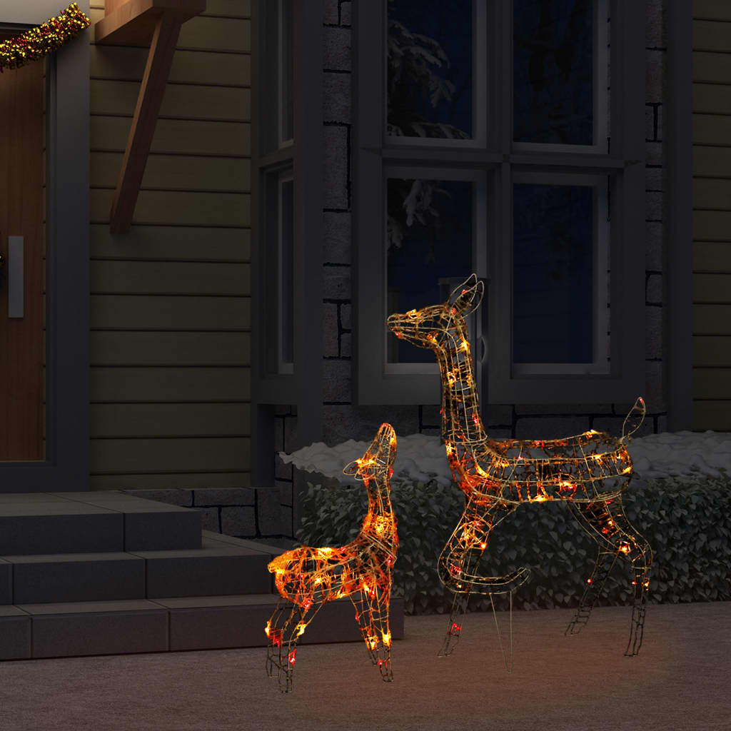 vidaXL Božična dekoracija družina jelenov 160 večbarvnih LED lučk