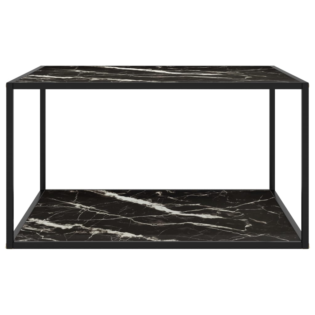 vidaXL Klubska mizica črna s črnim marmornim steklom 90x90x50 cm