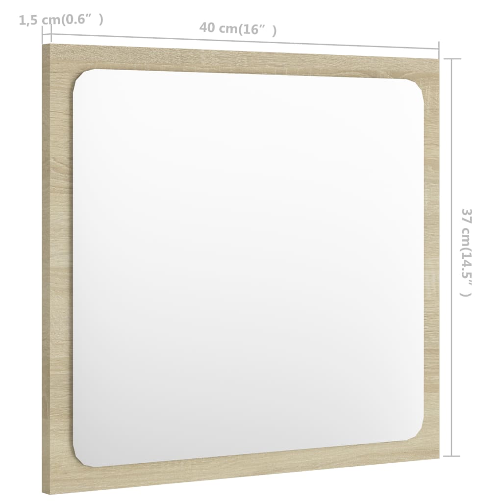 vidaXL Kopalniško ogledalo sonoma hrast 40x1,5x37 cm iverna plošča
