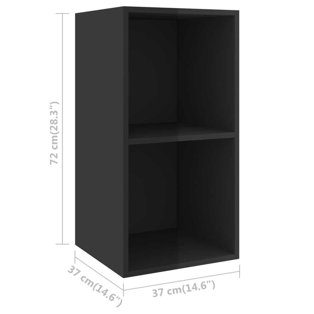 vidaXL Komplet TV omaric 3-delni visok sijaj črna iverna plošča