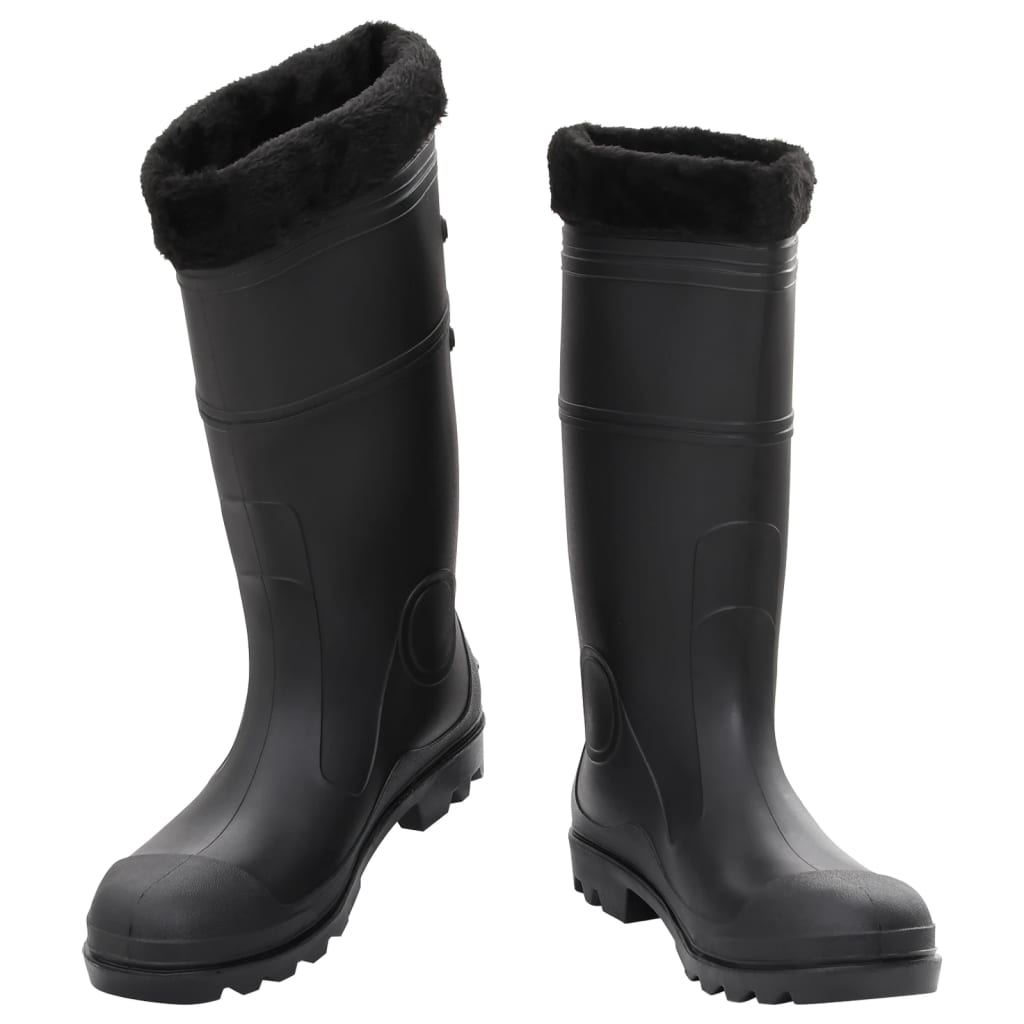 vidaXL Dežni škornji z odstranljivimi nogavicami črni velikost 45 PVC