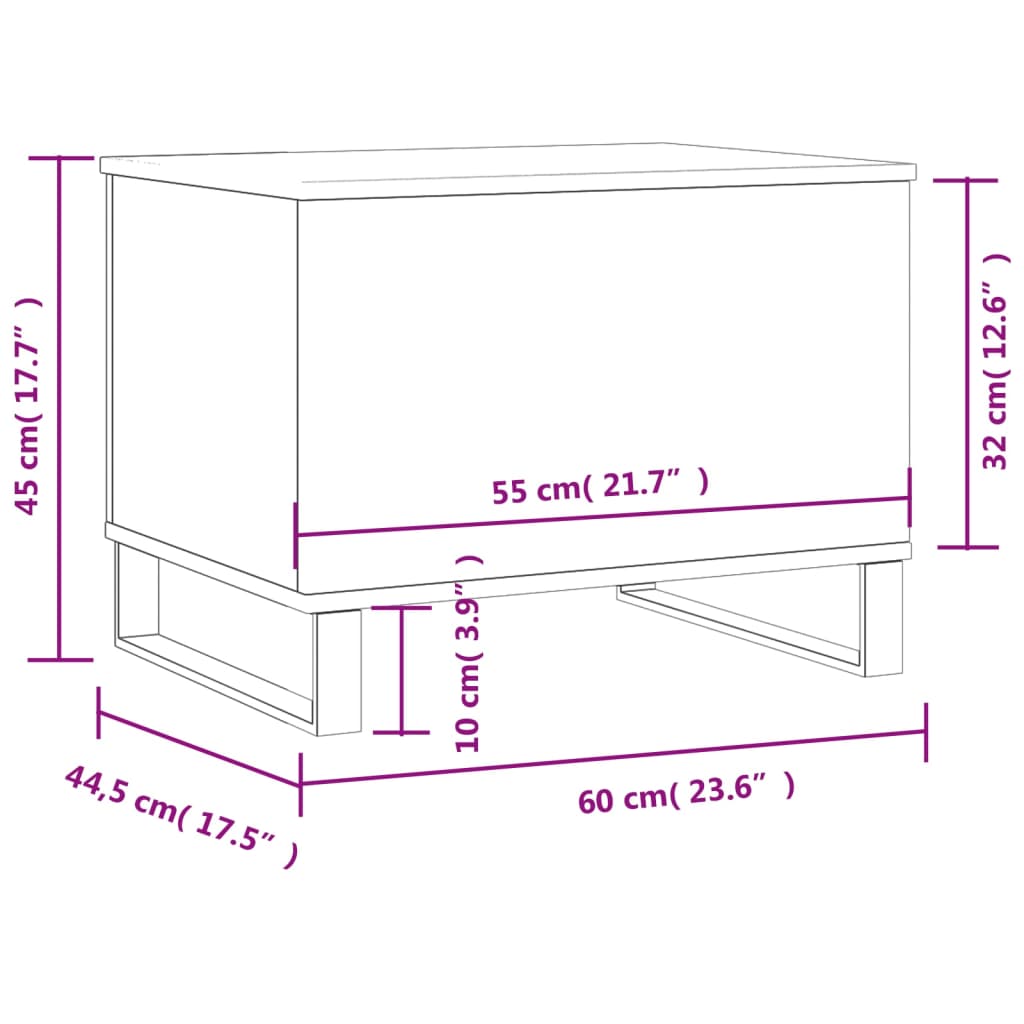 vidaXL Klubska mizica visok sijaj bela 60x44,5x45 cm inženirski les