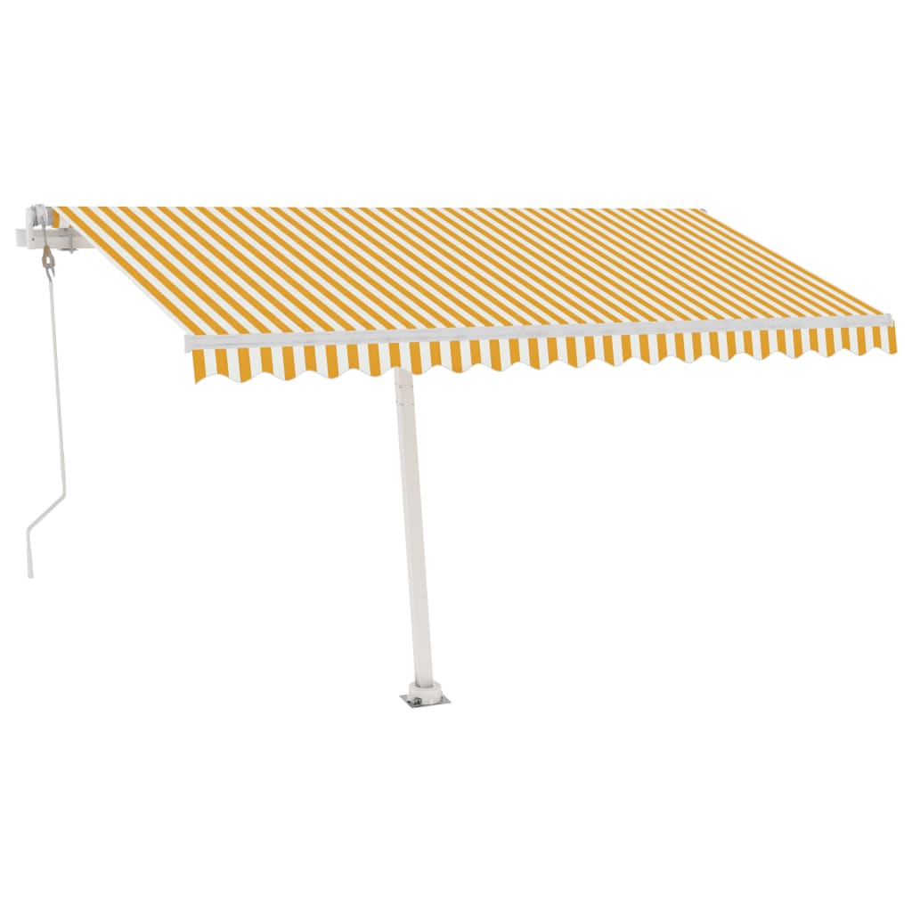 vidaXL Avtomatska tenda LED + senzor 400x300 cm rumena/bela