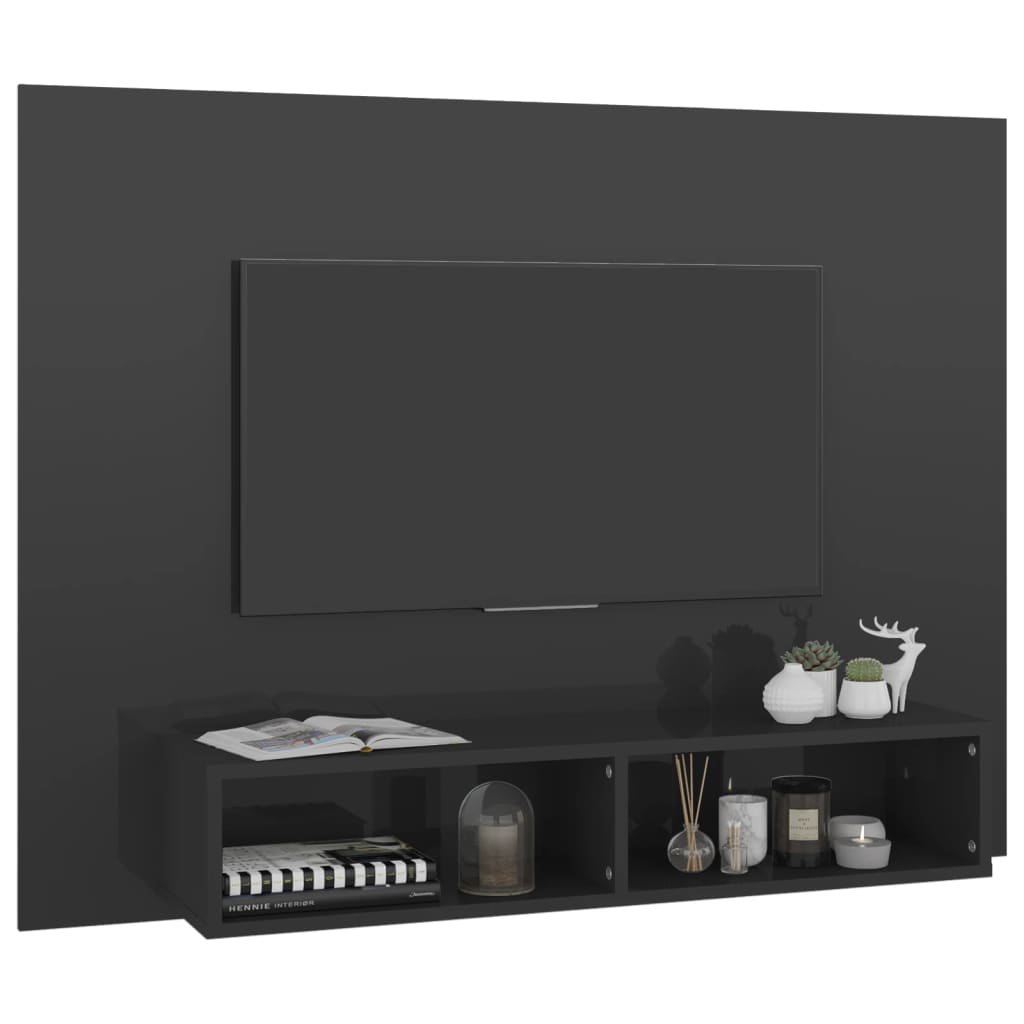 vidaXL Stenska TV omarica visok sijaj siva 120x23,5x90 cm iverna pl.