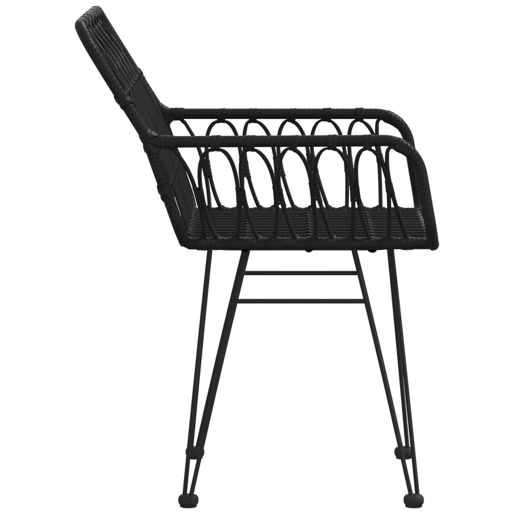 vidaXL Vrtni stol 2 kosa z naslonom za roke črn 56x64x80 cm PE ratan