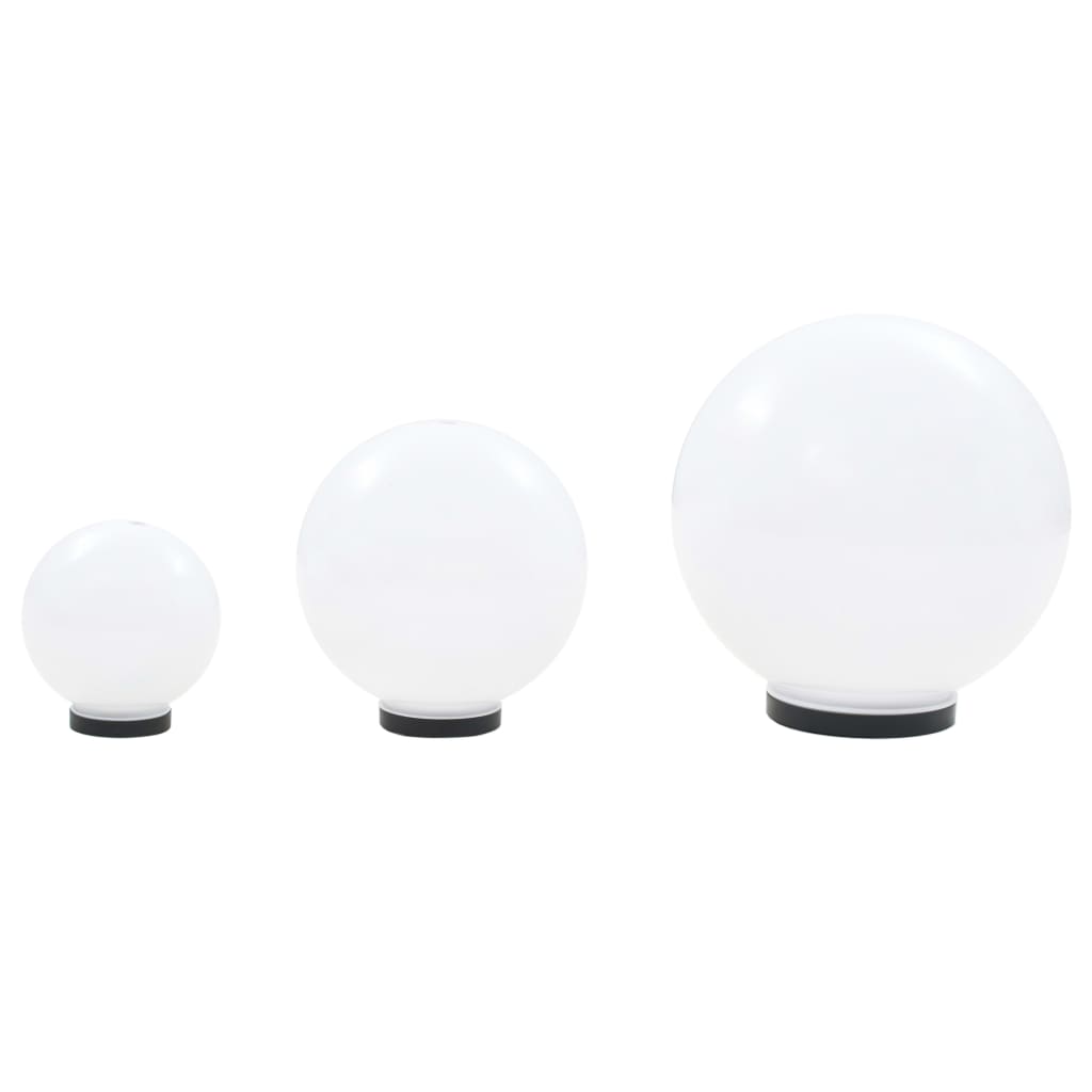 vidaXL LED okrogle svetilke 3 kosi krogla 20/30/40 cm PMMA