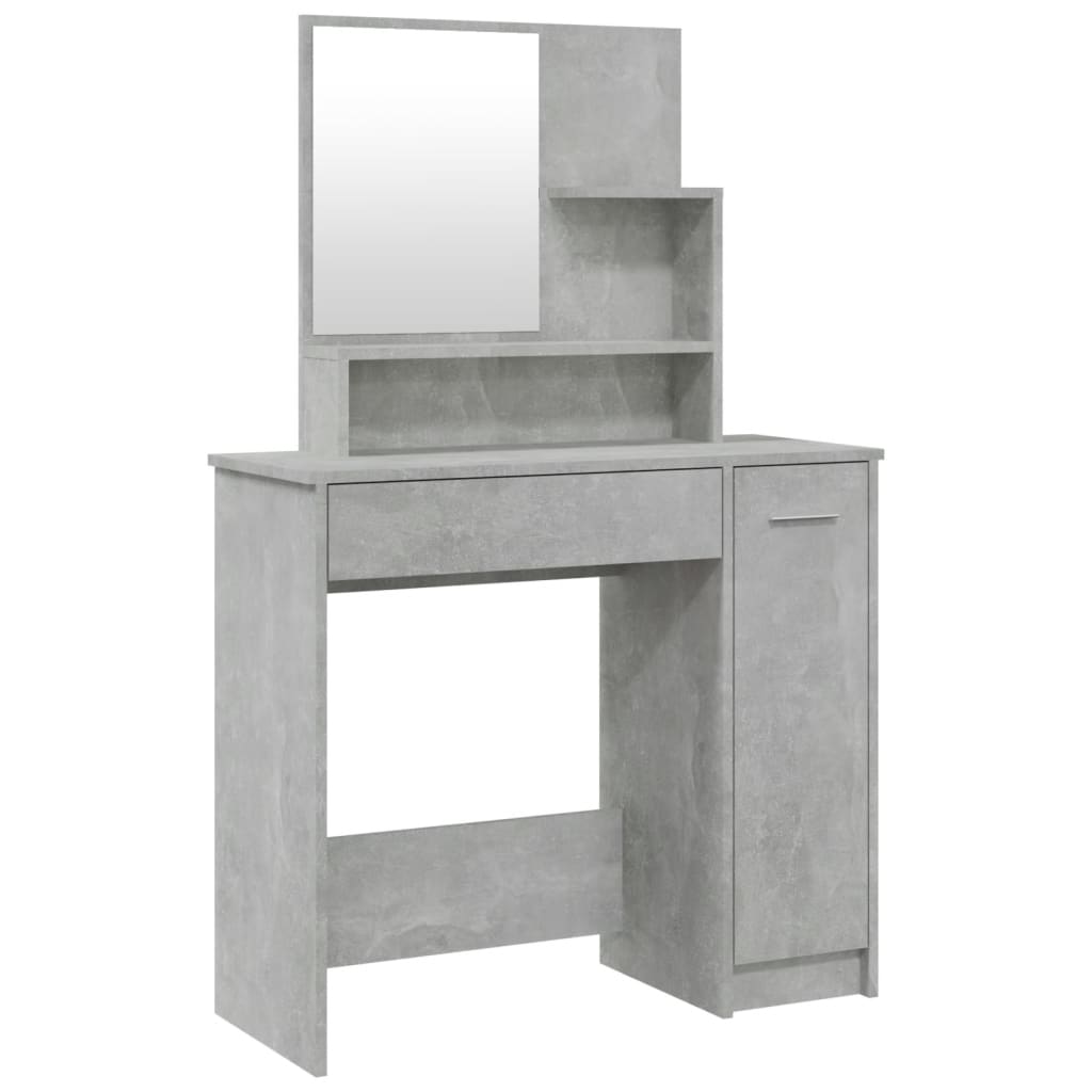 vidaXL Toaletna mizica z ogledalom betonsko siva 86,5x35x136 cm