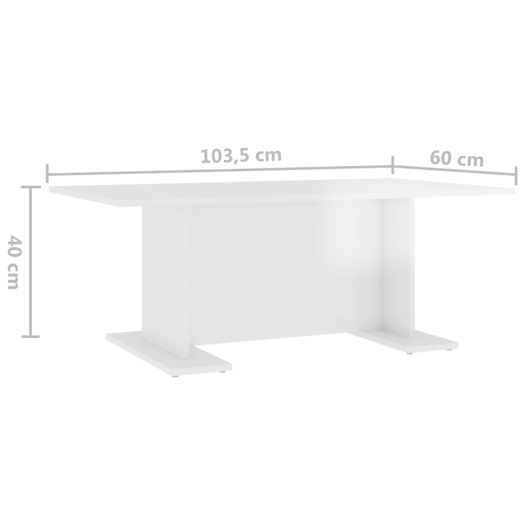 vidaXL Klubska mizica visok sijaj bela 103,5x60x40 cm iverna plošča
