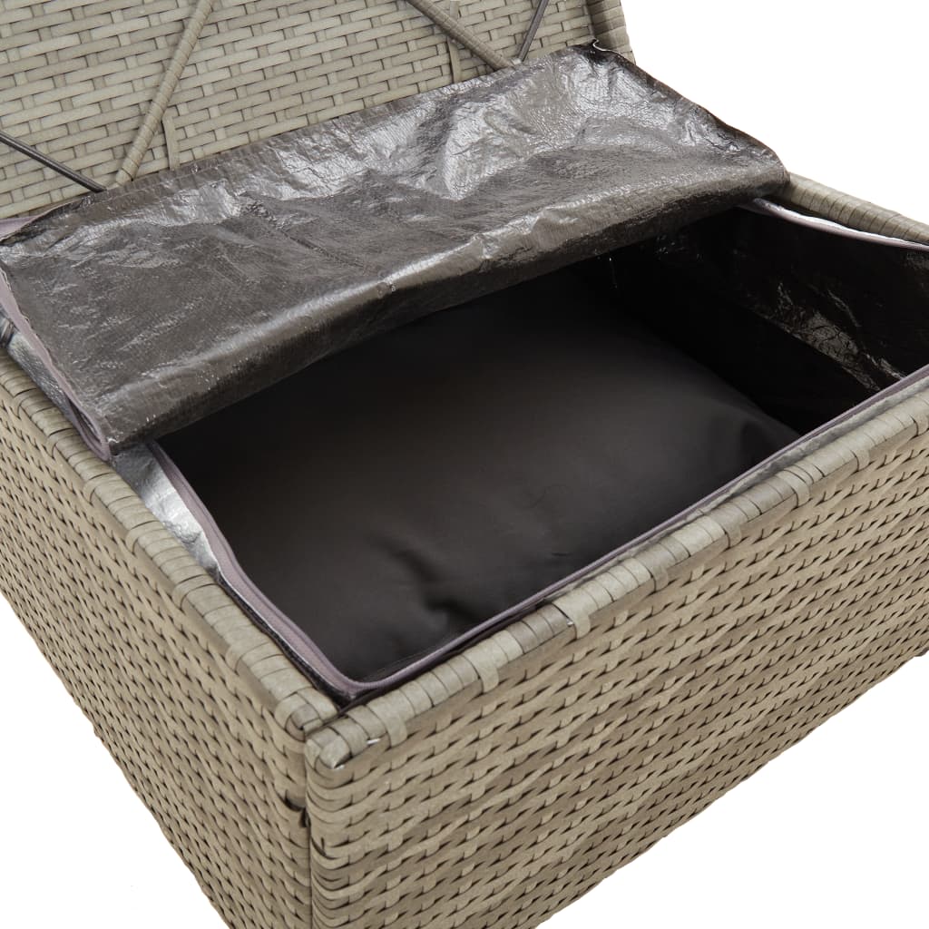 vidaXL Vrtni stolček za noge z blazino siv 55x55x30 cm poli ratan