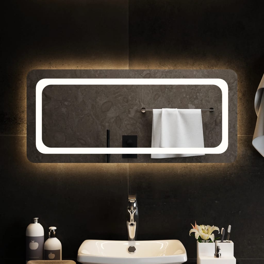 vidaXL LED kopalniško ogledalo 90x40 cm