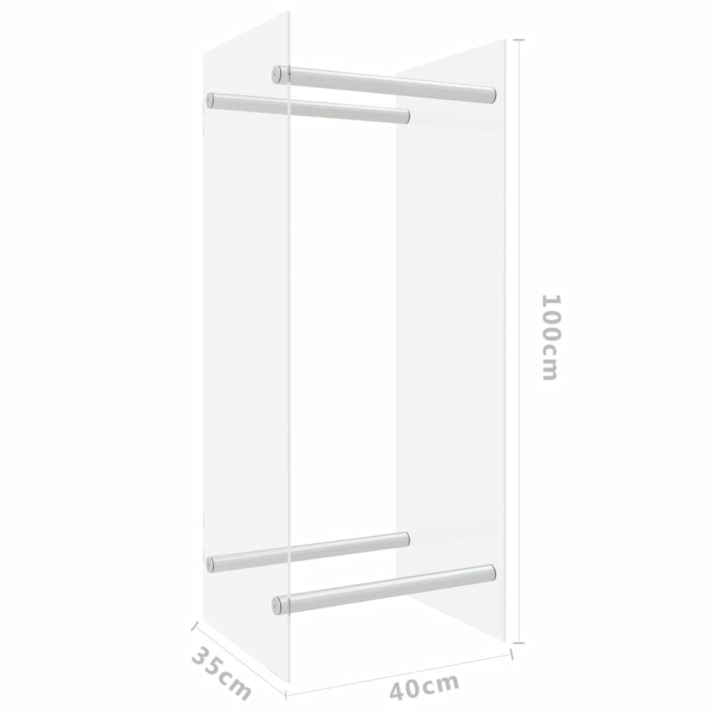 vidaXL Stojalo za drva prozorno 40x35x100 cm kaljeno steklo