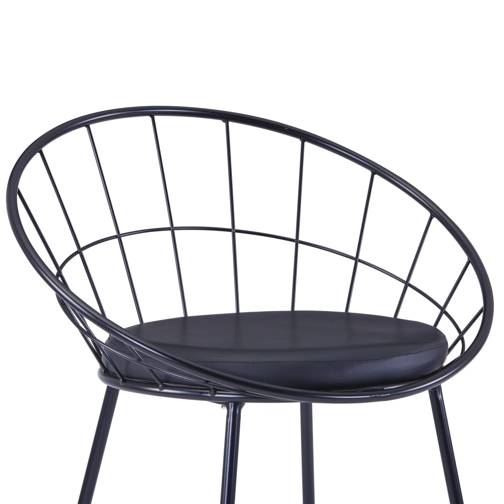 vidaXL Jedilni stoli s sedeži iz umetnega usnja 6 kosov črno jeklo