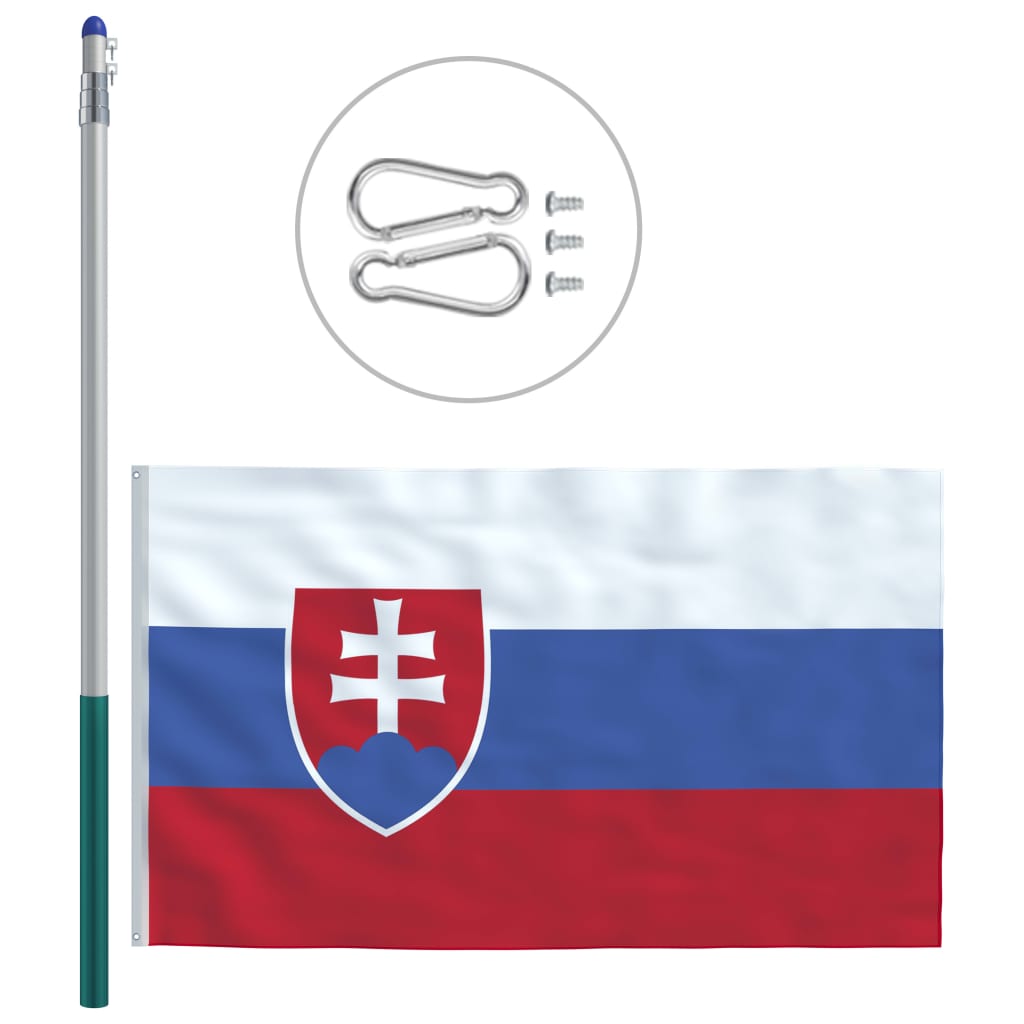 vidaXL Zastava Slovaške in aluminijast zastavni drog 6 m