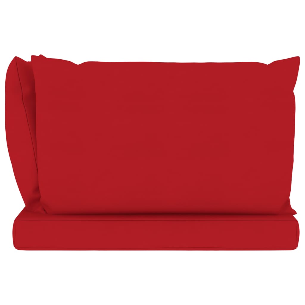 vidaXL Vrtni kavč trosed iz palet z rdečimi blazinami borovina
