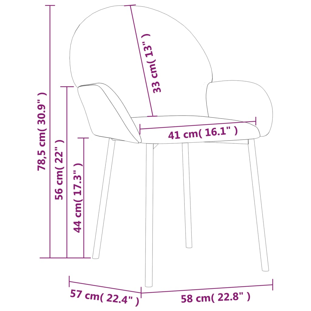 vidaXL Jedilni stoli 2 kosa krem umetno usnje