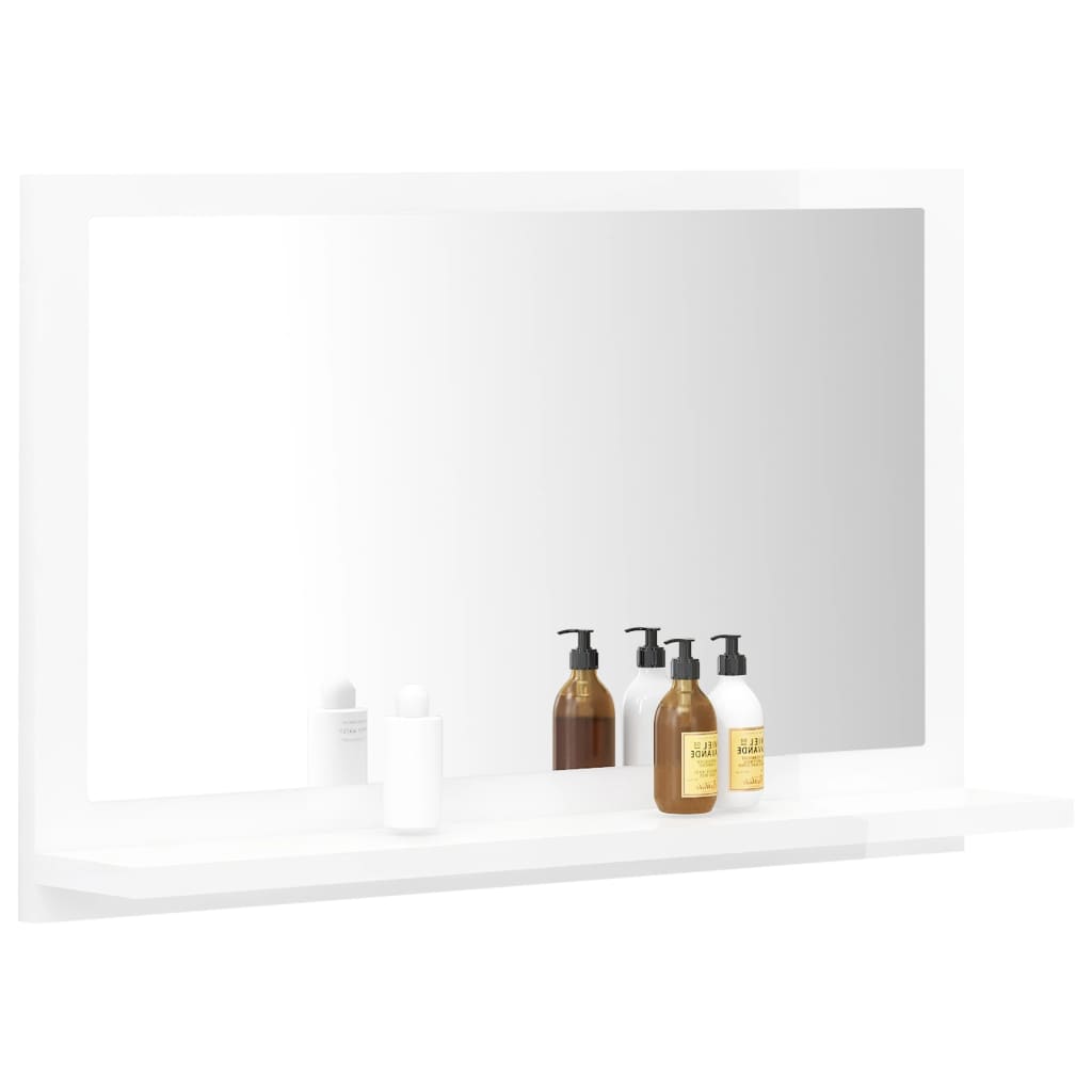 vidaXL Kopalniško ogledalo visok sijaj belo 60x10,5x37 cm iverna pl.