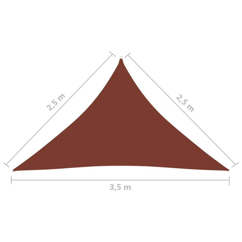 vidaXL Senčno jadro oksford blago trikotno 2,5x2,5x3,5 m terakota