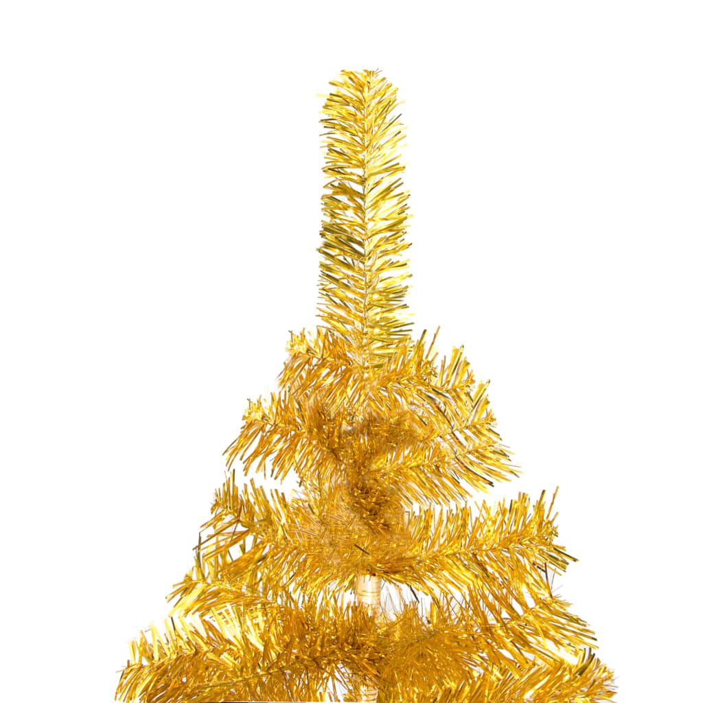 vidaXL Umetna osvetljena novoletna jelka z bunkicami zlata 150 cm PET