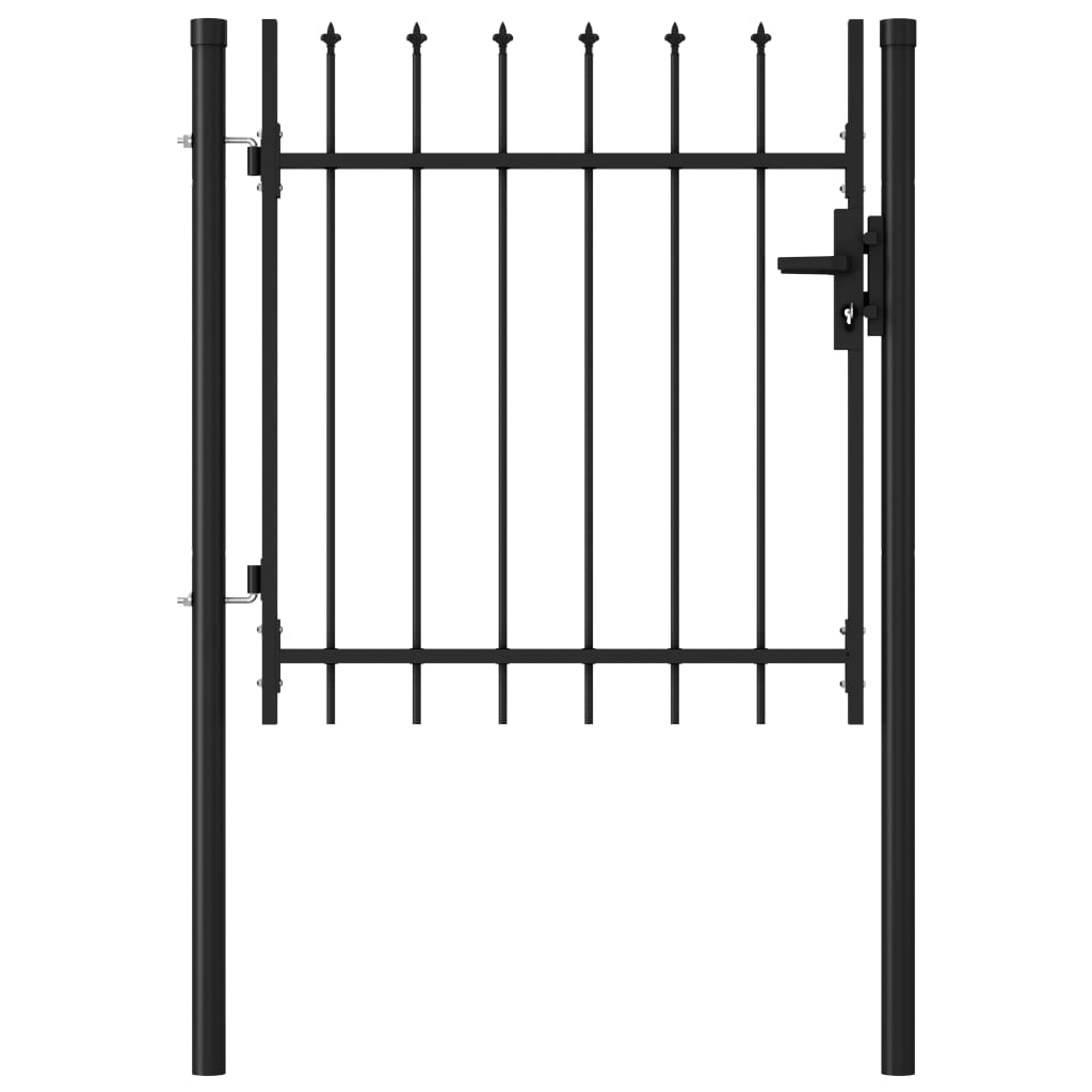 vidaXL Enojna vrata za ograjo koničasta jeklo 1x1 m črna