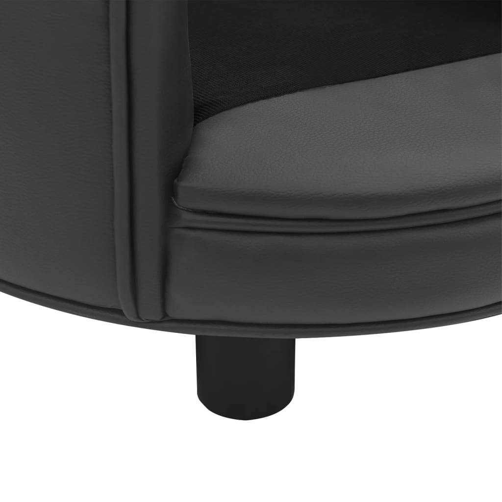 vidaXL Pasji kavč temno siv 48x48x32 cm iz pliša in umetnega usnja