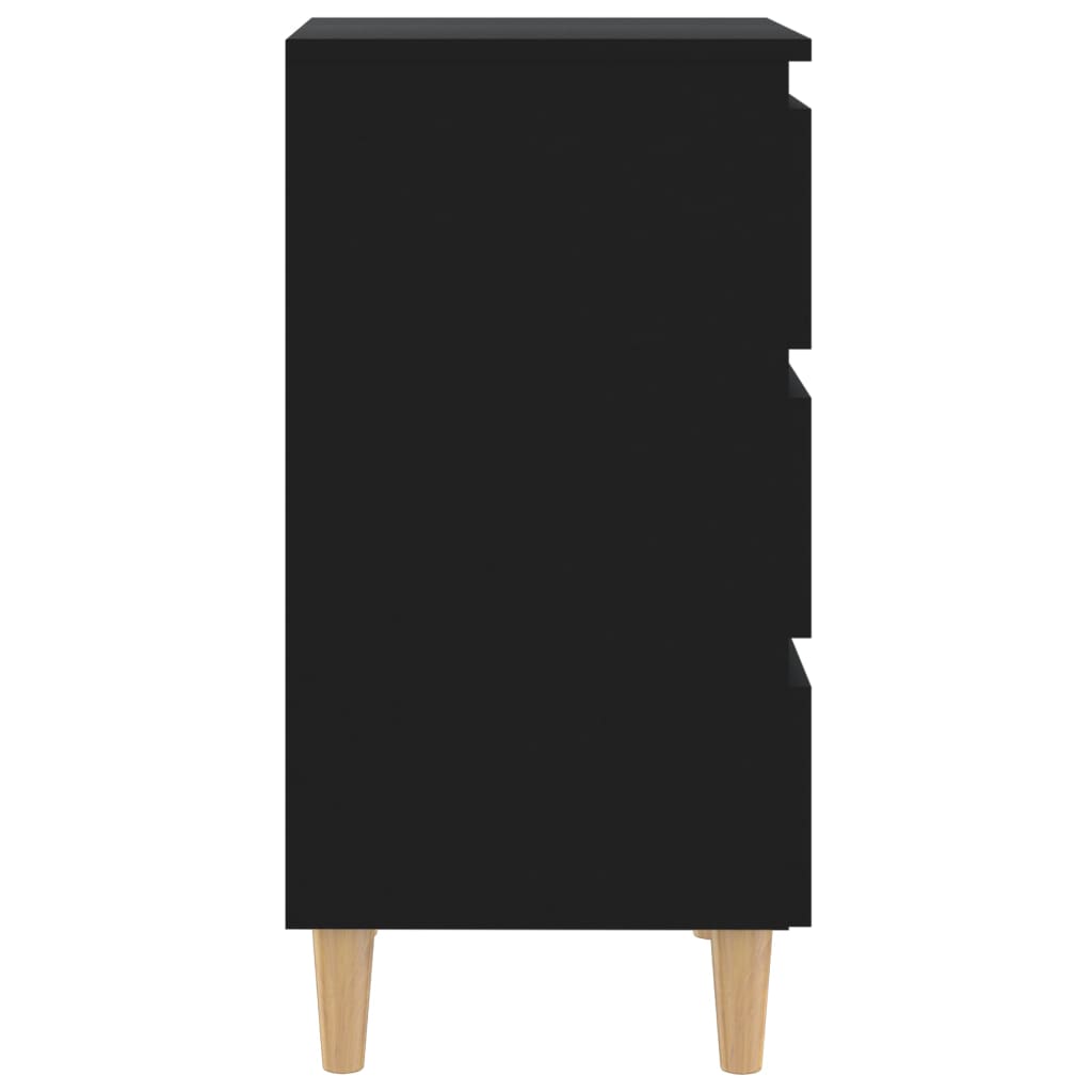vidaXL Nočna omarica z nogami iz trdnega lesa črna 40x35x69 cm
