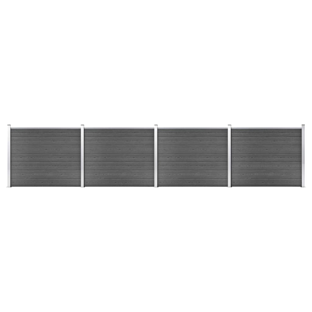 vidaXL Komplet ograjnih panelov WPC 699x146 cm črn
