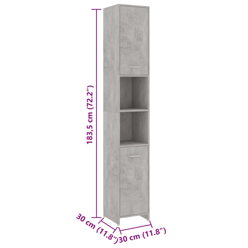 vidaXL Kopalniško pohištvo 4 kosi betonsko sive barve iverna plošča