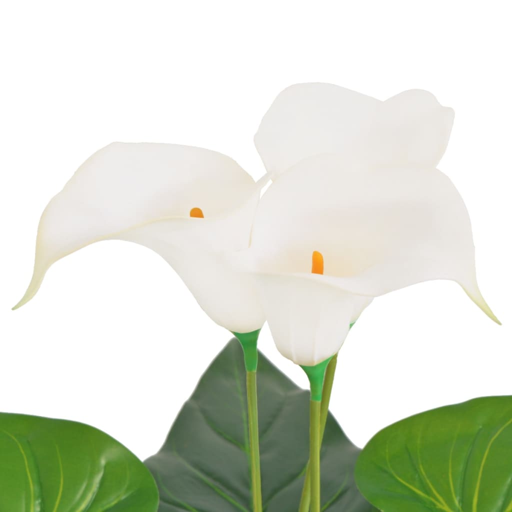 vidaXL Umetna rastlina kala lilija v loncu 85 cm bele barve