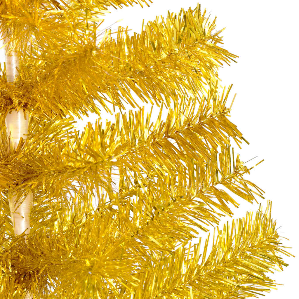 vidaXL Umetna osvetljena novoletna jelka s stojalom zlata 240 cm PET