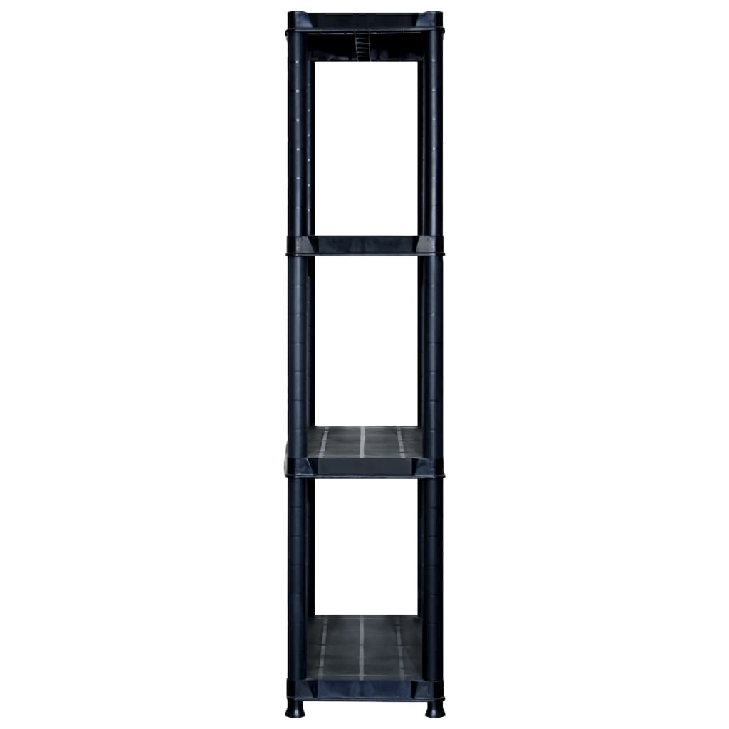 vidaXL Regal s policami 4-nadstropni črn 244x30,5x130 cm plastika