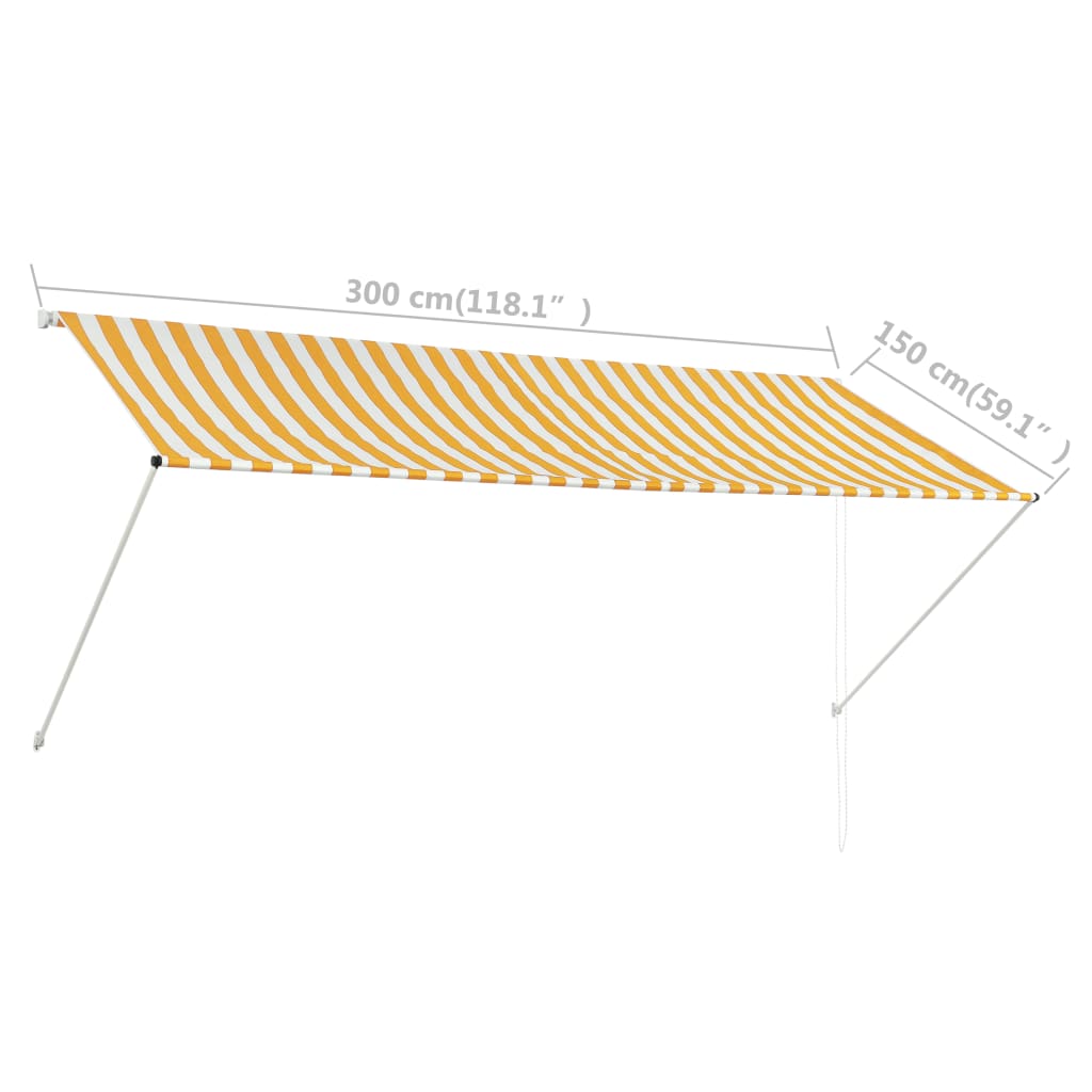 vidaXL Zložljiva tenda 300x150 cm rumena in bela