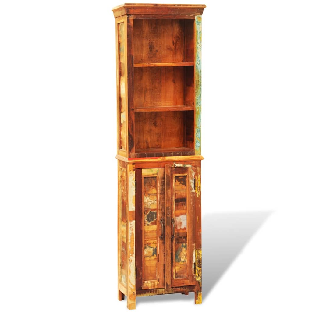 vidaXL Knjižna omara iz predelanega trdnega lesa starinska