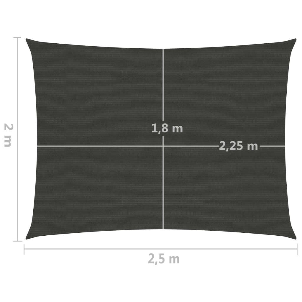 vidaXL Senčno jadro 160 g/m² antracitno 2x2,5 m HDPE