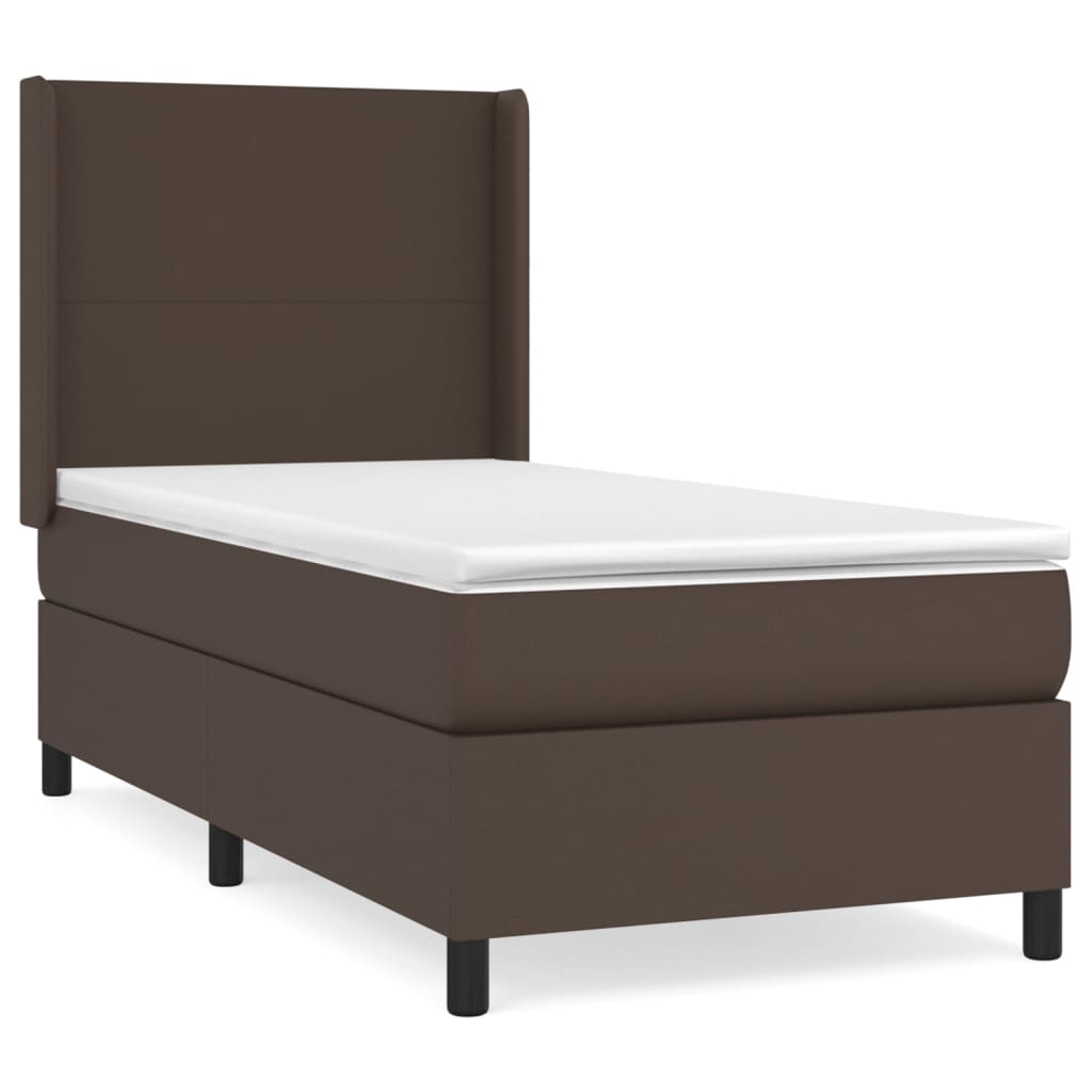 vidaXL Box spring postelja z vzmetnico rjava 80x200 cm umetno usnje