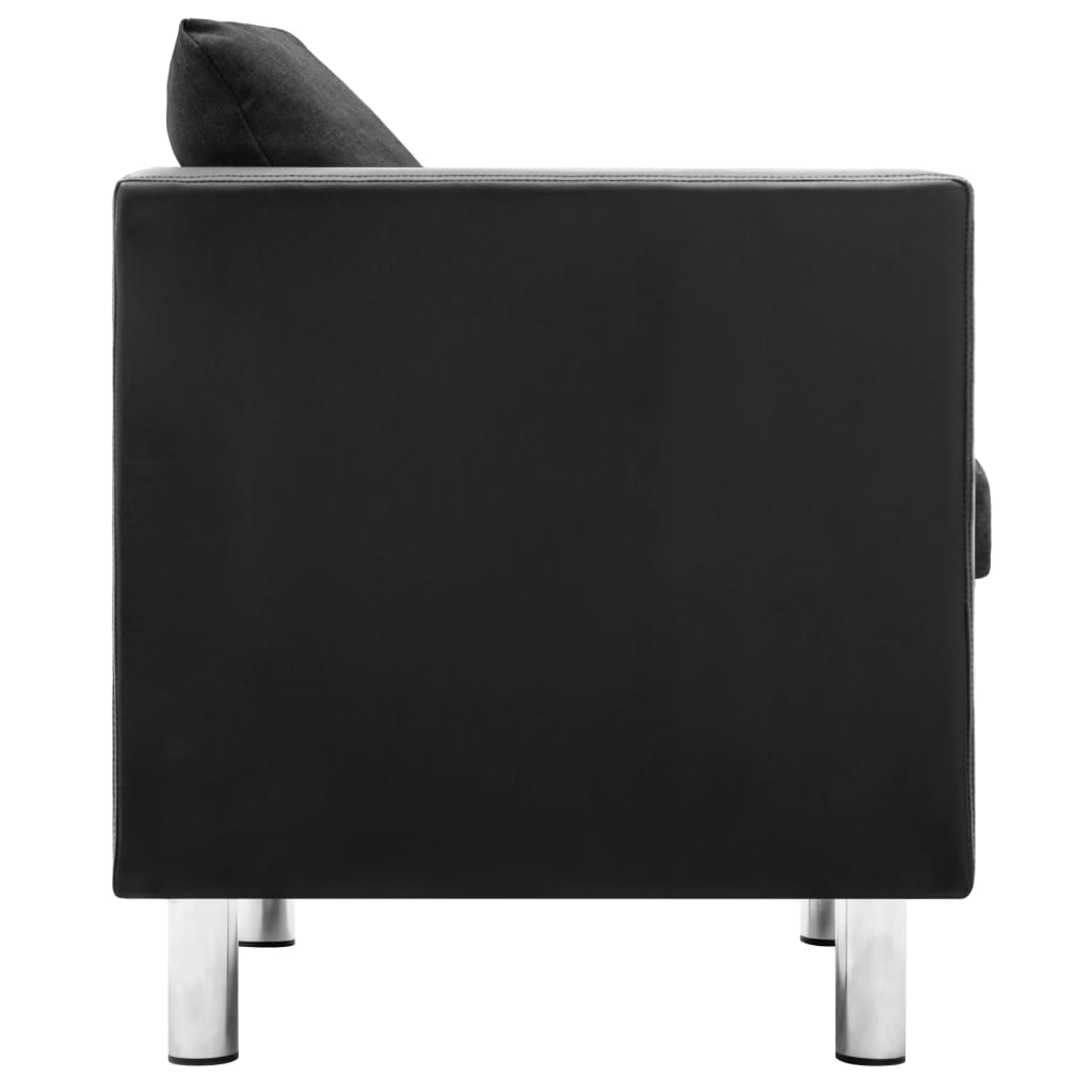 vidaXL Kavč dvosed umetno usnje črne in temno sive barve
